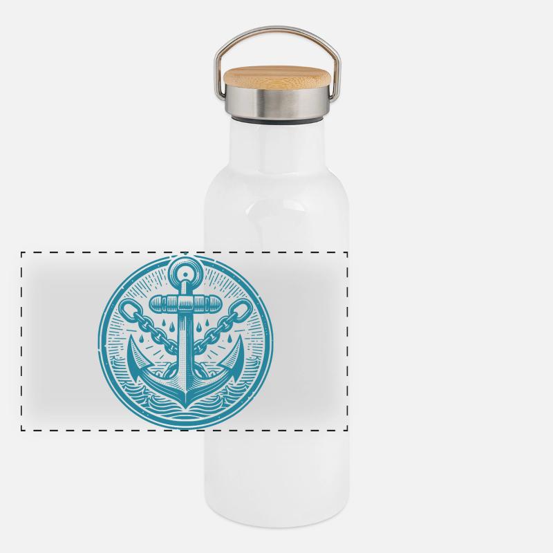 Conception d’ancre de marin pour vêtements Gourde isotherme avec bouchon en bambou