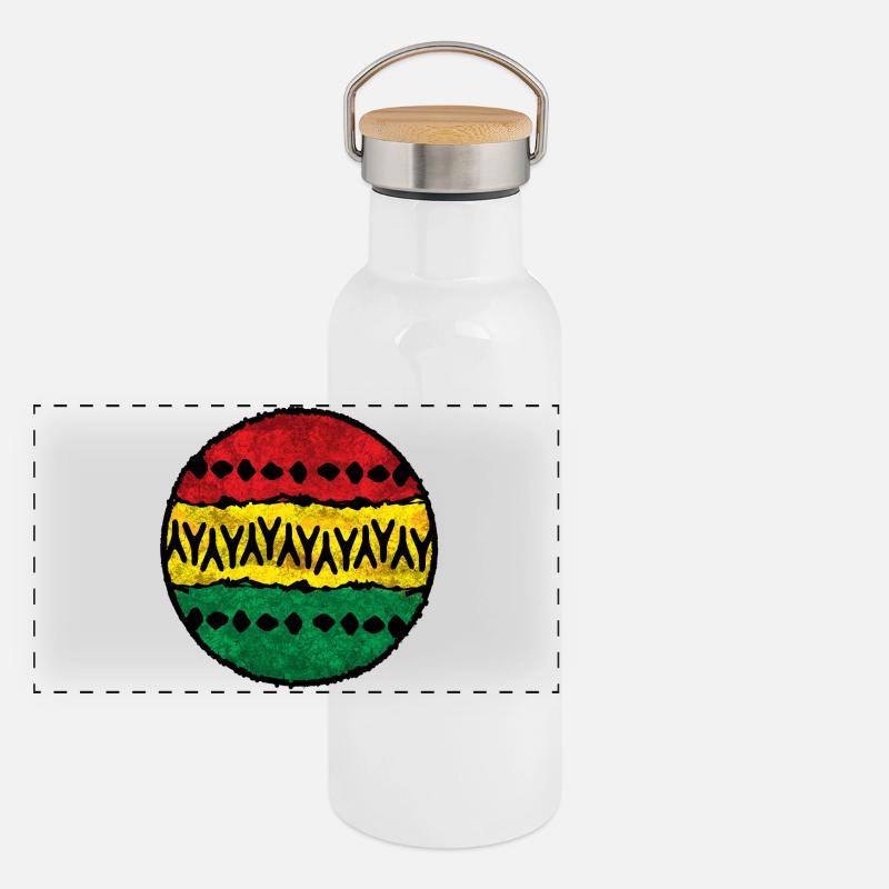 Tissu de coton coloré Afro Design Gourde isotherme avec bouchon en bambou