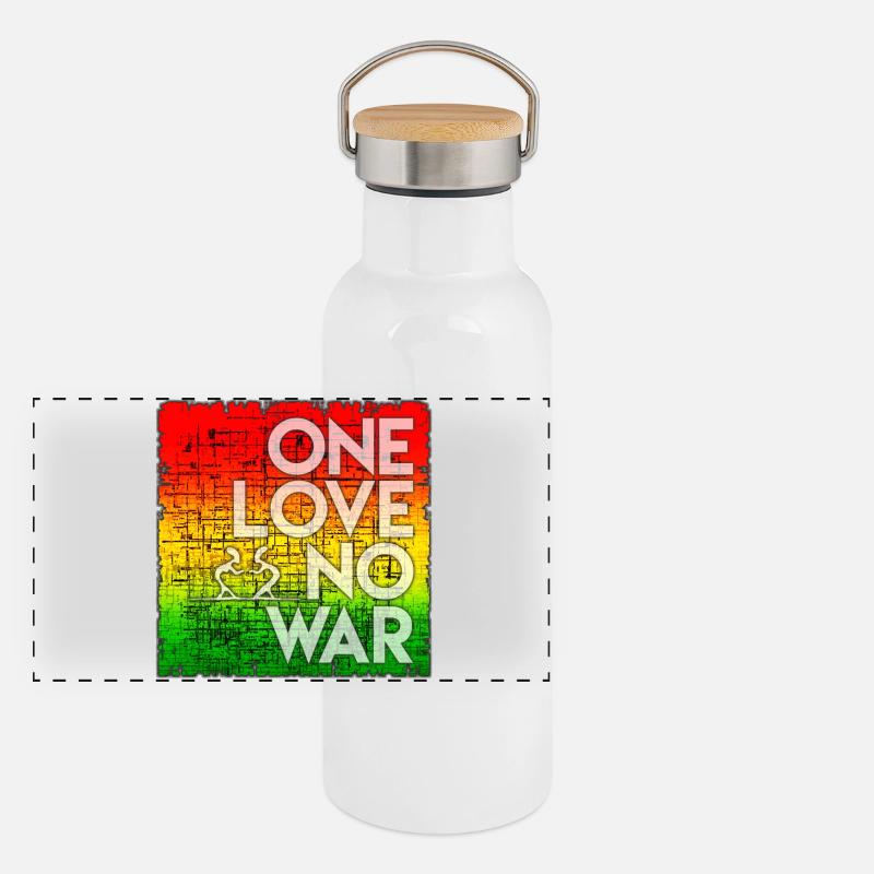 Peace statement in rainbow design Panoramic Thermal Bottle with Bamboo Lid