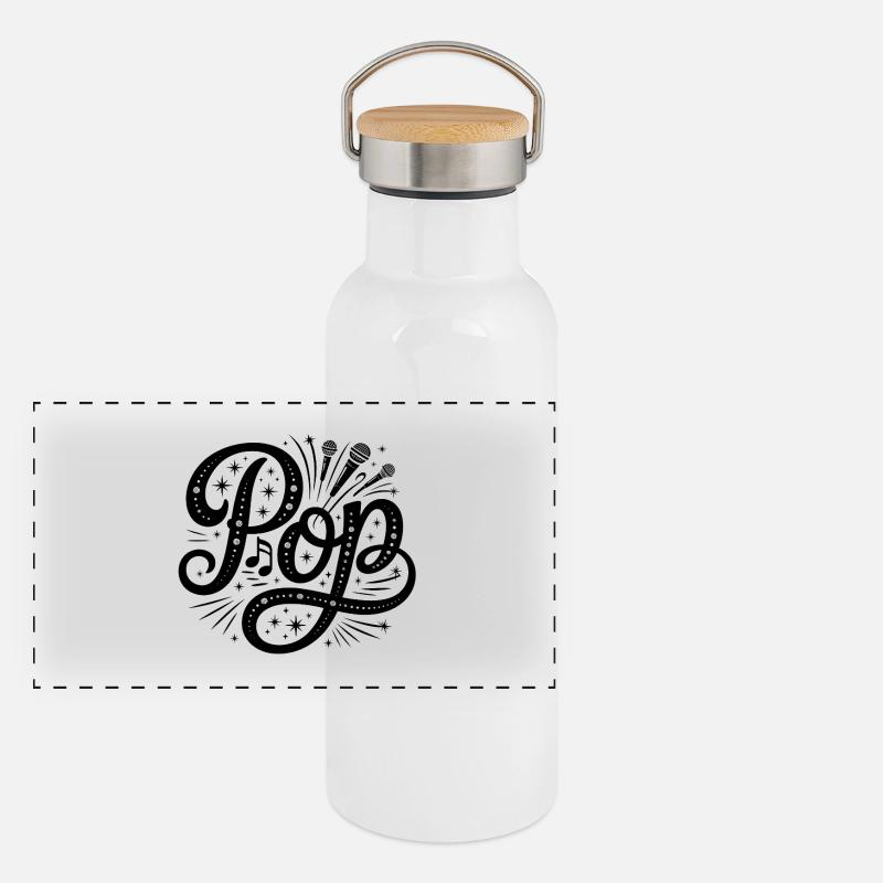 Pop - Logo de musique cool Gourde isotherme avec bouchon en bambou