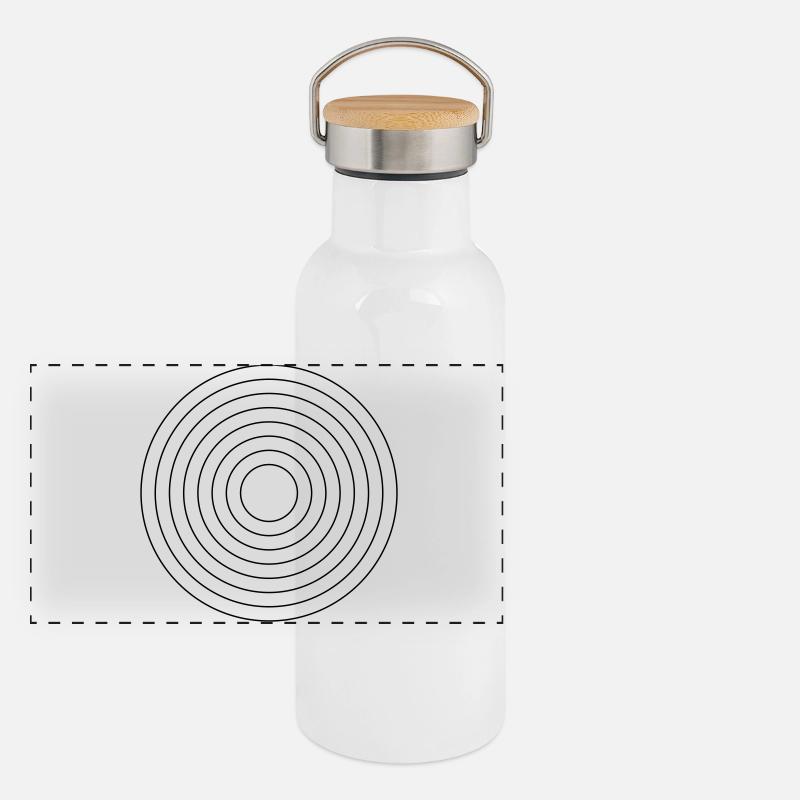 Abstract Colorful Geometric Pattern Design Panoramic Thermal Bottle with Bamboo Lid