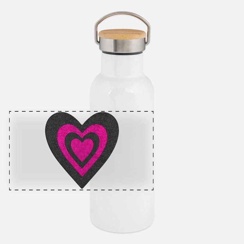Herz Panorama Thermosflasche mit Bambusdeckel