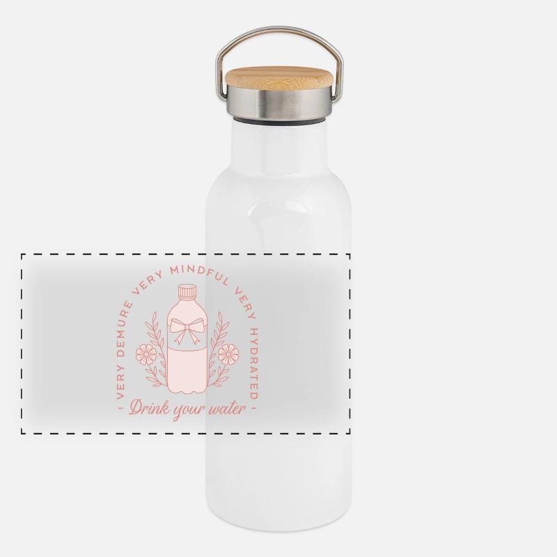 Drink water hydration quotes pink funny reminder Panoramic Thermal Bottle with Bamboo Lid