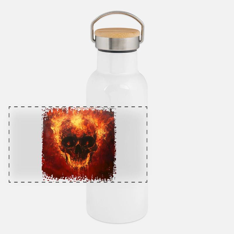 Fiery skull Panoramic Thermal Bottle with Bamboo Lid