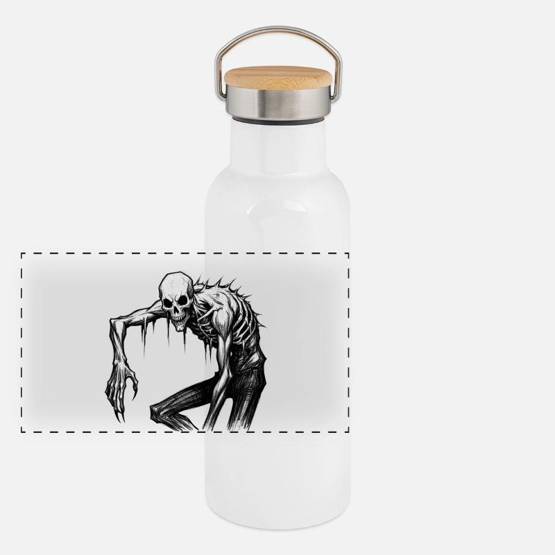 Nightmare Spooky Skeleton Masquerade Panoramic Thermal Bottle with Bamboo Lid