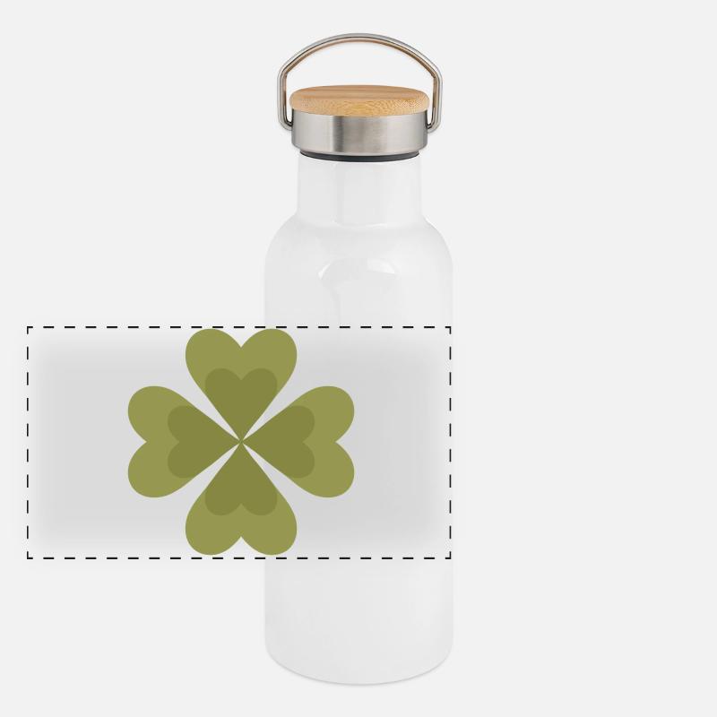 Conception de motif de trèfle à quatre feuilles Gourde isotherme avec bouchon en bambou