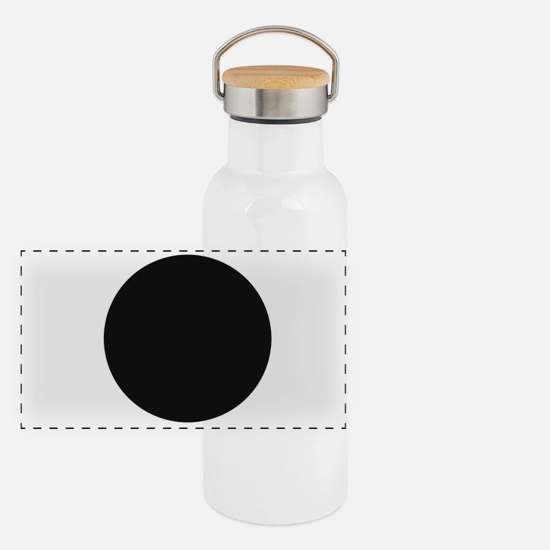 Abstraktes Schwarzes Geometrie-Muster Panorama Thermosflasche mit Bambusdeckel