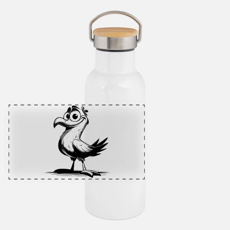 Comedy Vogel Lachgarantie mit Schnabel Panorama Thermosflasche mit Bambusdeckel
