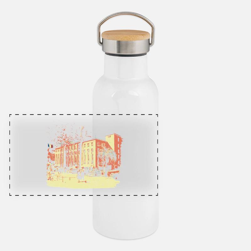 ehemaliger Palais des Festivals de Cannes mit Palme Panorama Thermosflasche mit Bambusdeckel
