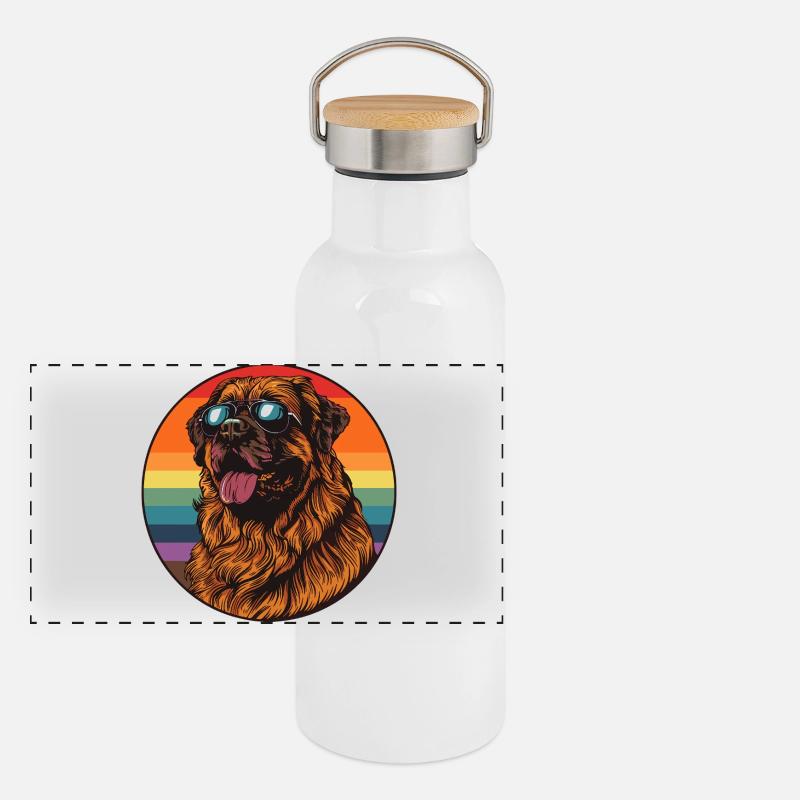 Labrador im Retro Regenbogen Design Panorama Thermosflasche mit Bambusdeckel