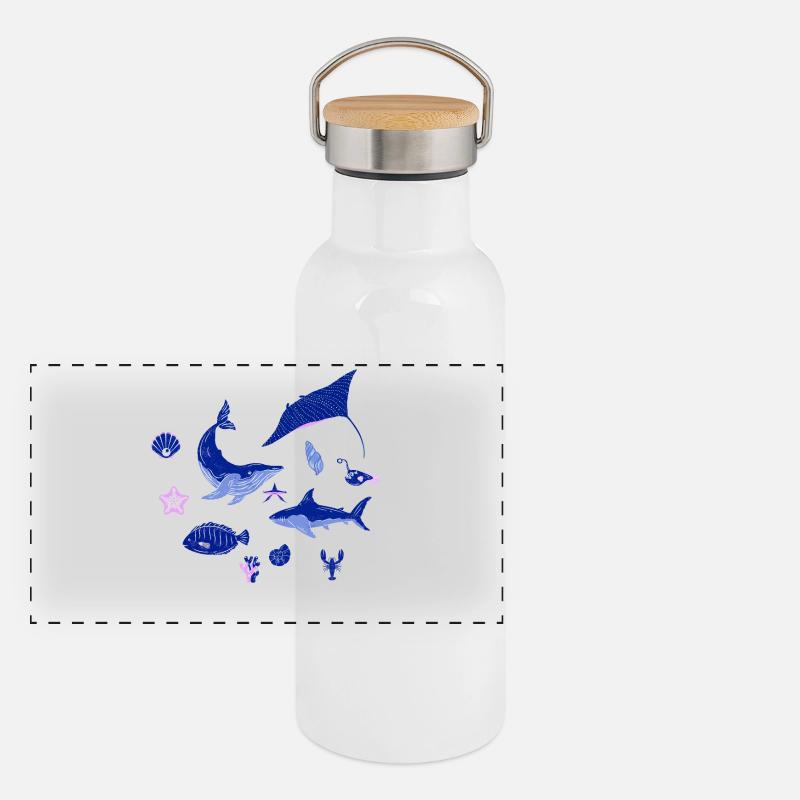 des Animaux Marins Gourde isotherme avec bouchon en bambou