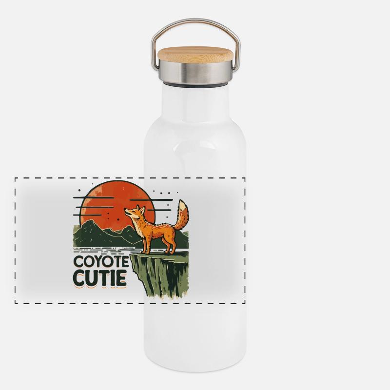Mignon coyote Gourde isotherme avec bouchon en bambou