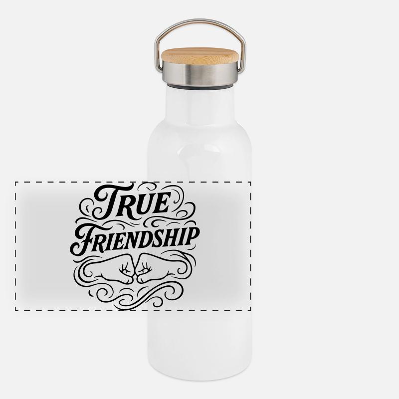 Freundschaft Spruch Freunde Panorama Thermosflasche mit Bambusdeckel