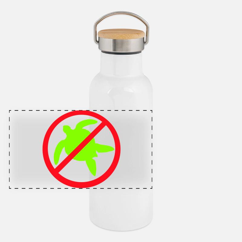 No Water Turtle Forbidden Shield Zone Against Panoramic Thermal Bottle with Bamboo Lid