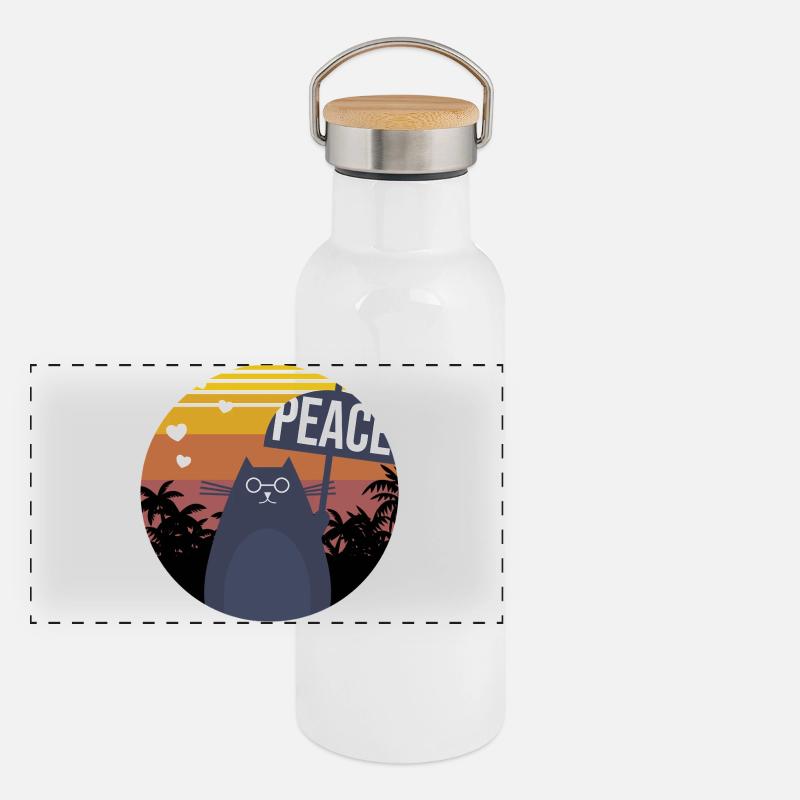 Cat Peace Panoramic Thermal Bottle with Bamboo Lid