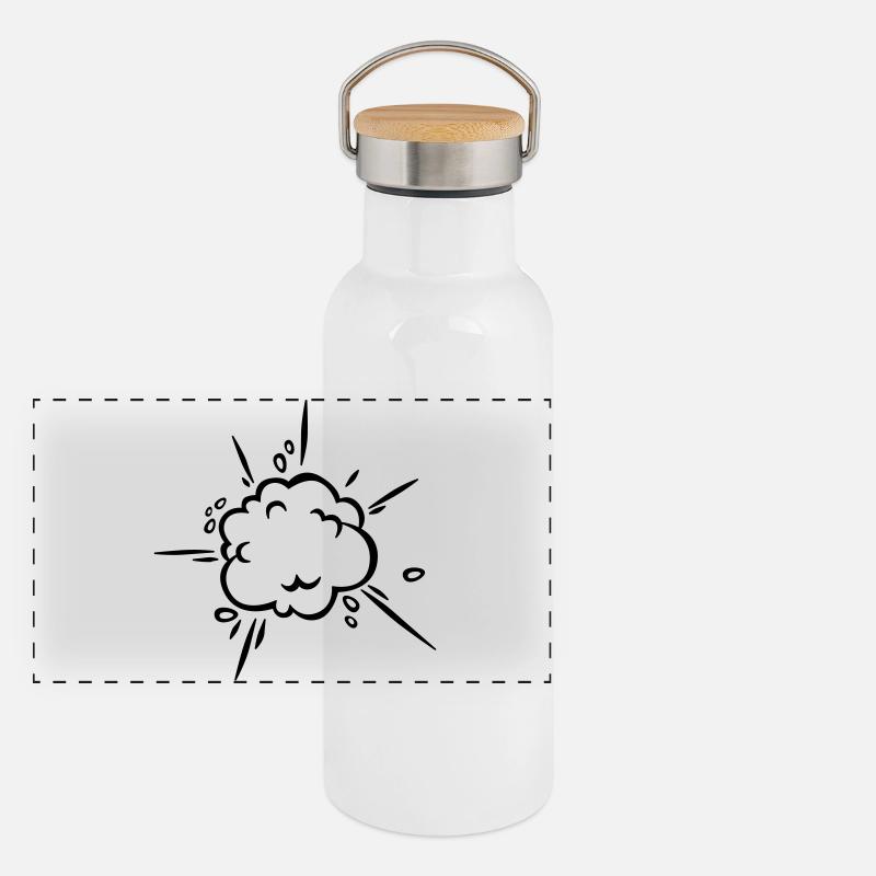 Comic Staubwolke Panorama Thermosflasche mit Bambusdeckel