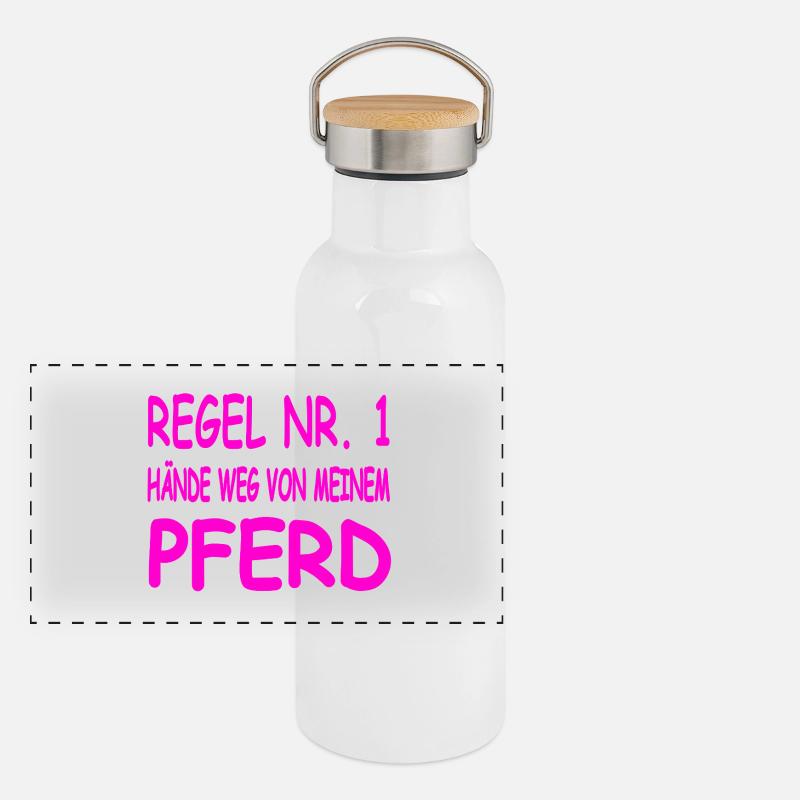 Pferde Panorama Thermosflasche mit Bambusdeckel