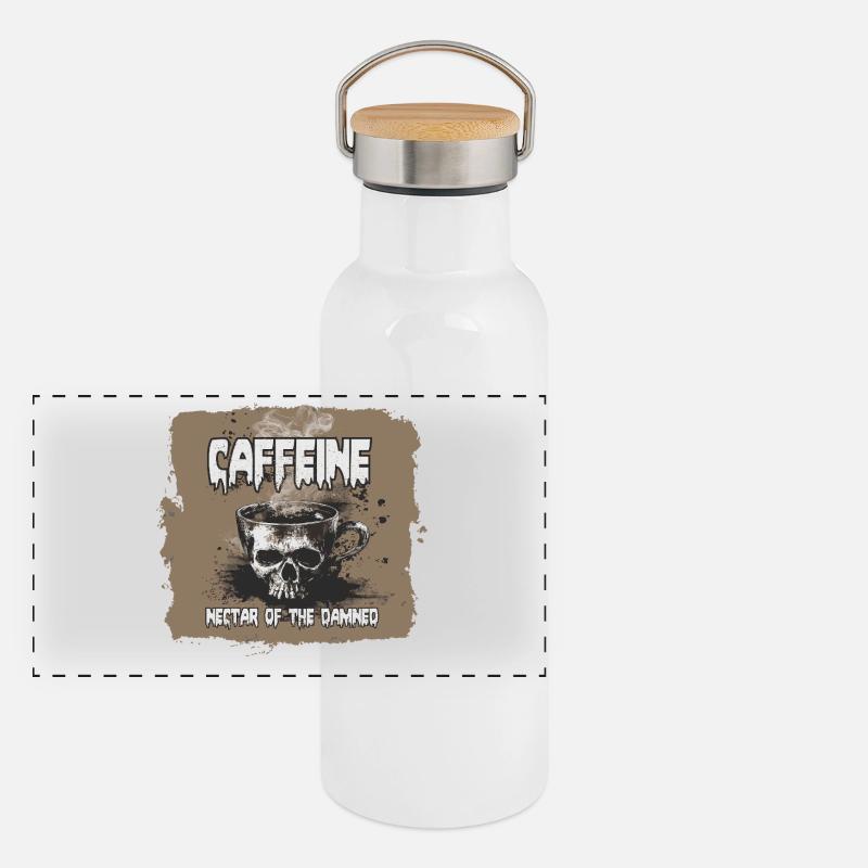 Le café, nectar des damnés Gourde isotherme avec bouchon en bambou