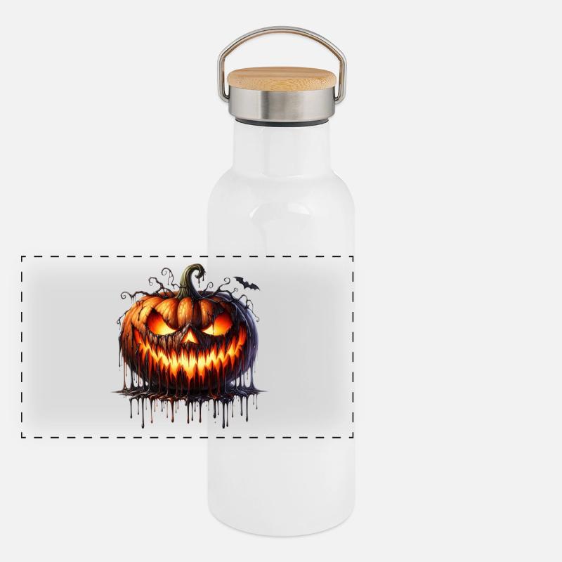 Molten Ember Jack-o'-Lantern Panoramic Thermal Bottle with Bamboo Lid
