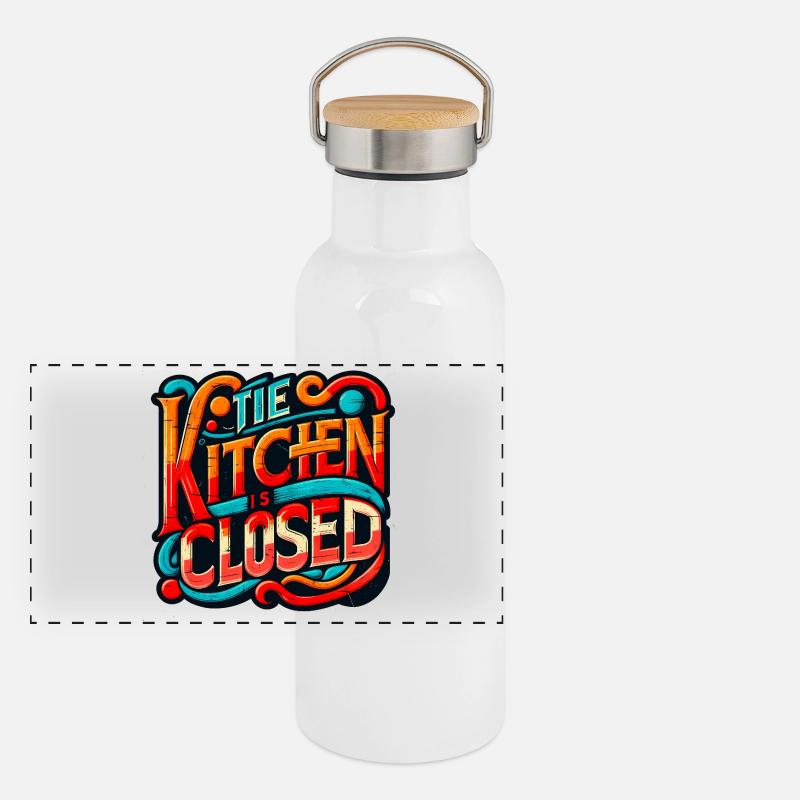 Kitchen is Closed, Funny Restaurant Saying, Chef Panoramic Thermal Bottle with Bamboo Lid