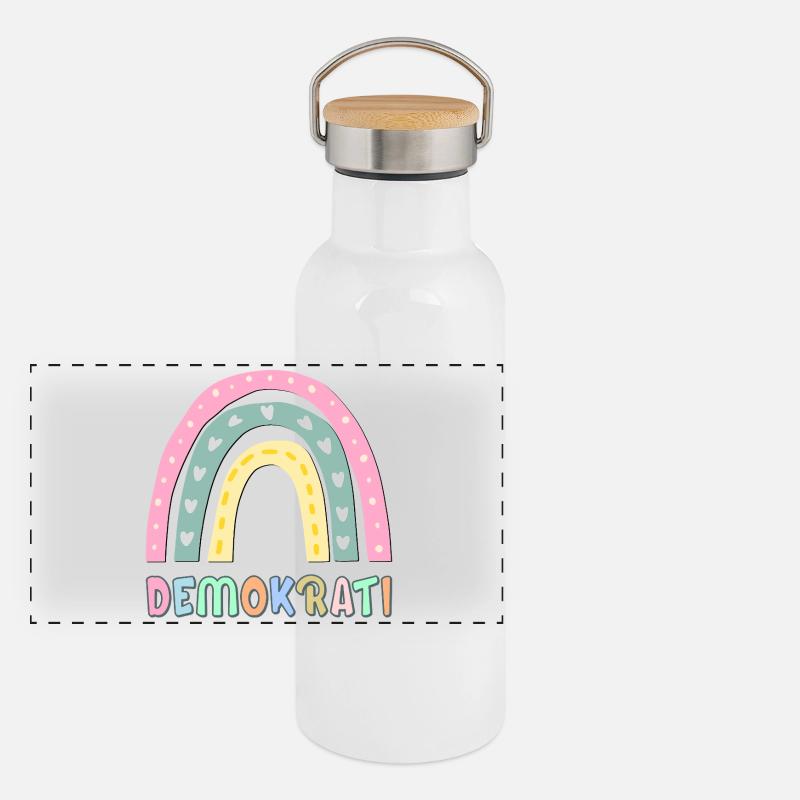 Rainbow Democracy Panoramic Thermal Bottle with Bamboo Lid