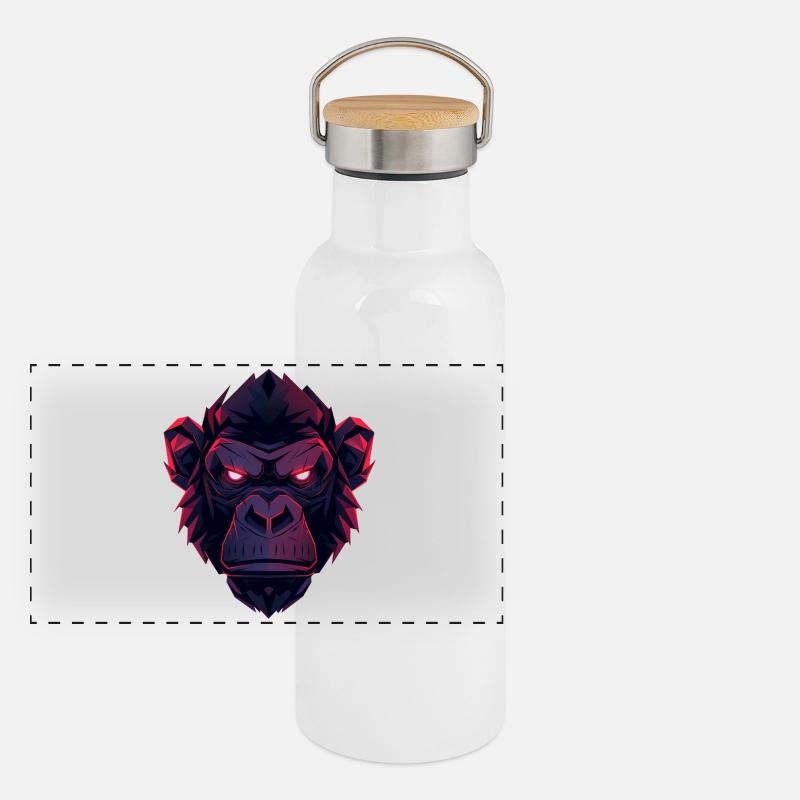 Neon Gorilla Head Art Panoramic Thermal Bottle with Bamboo Lid