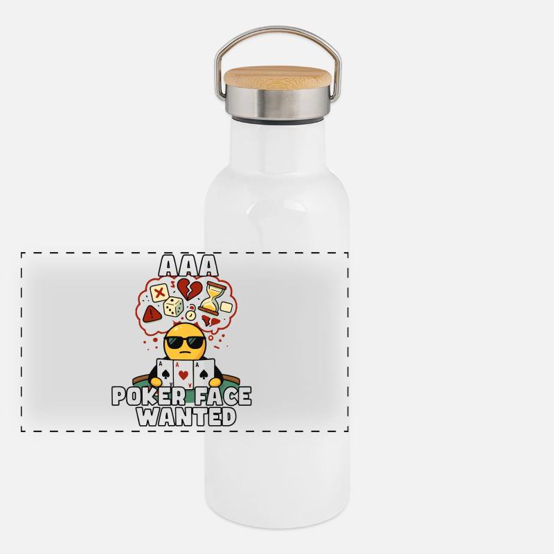 AAA Poker Face gesucht Panorama Thermosflasche mit Bambusdeckel
