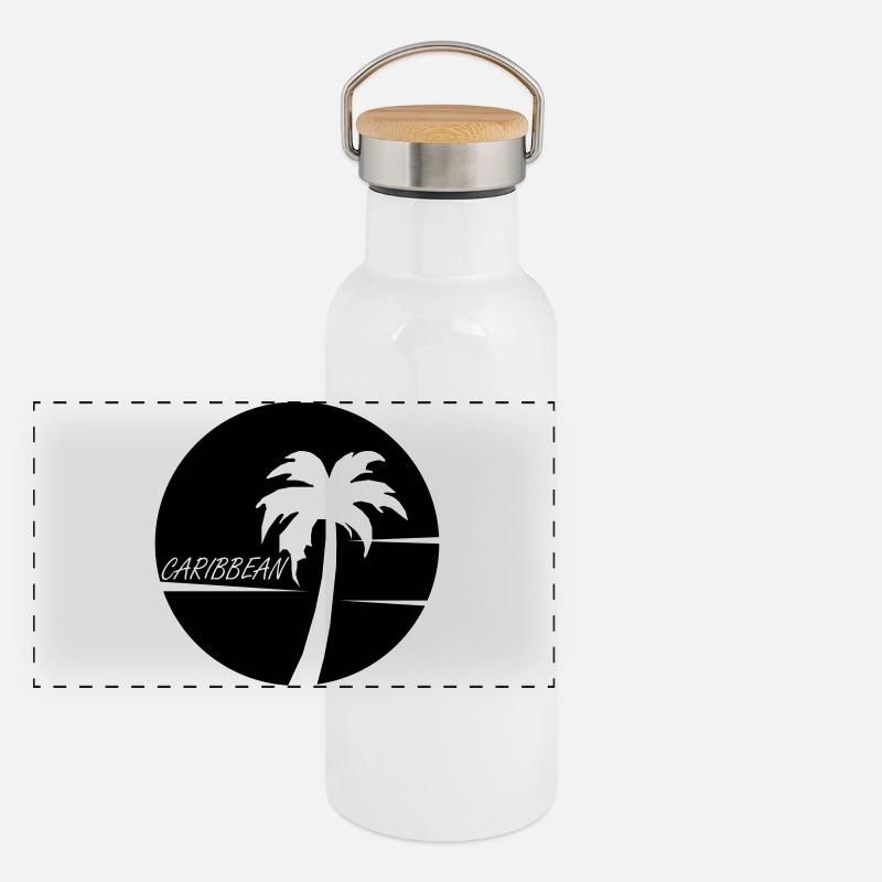 Karibik Panorama Thermosflasche mit Bambusdeckel