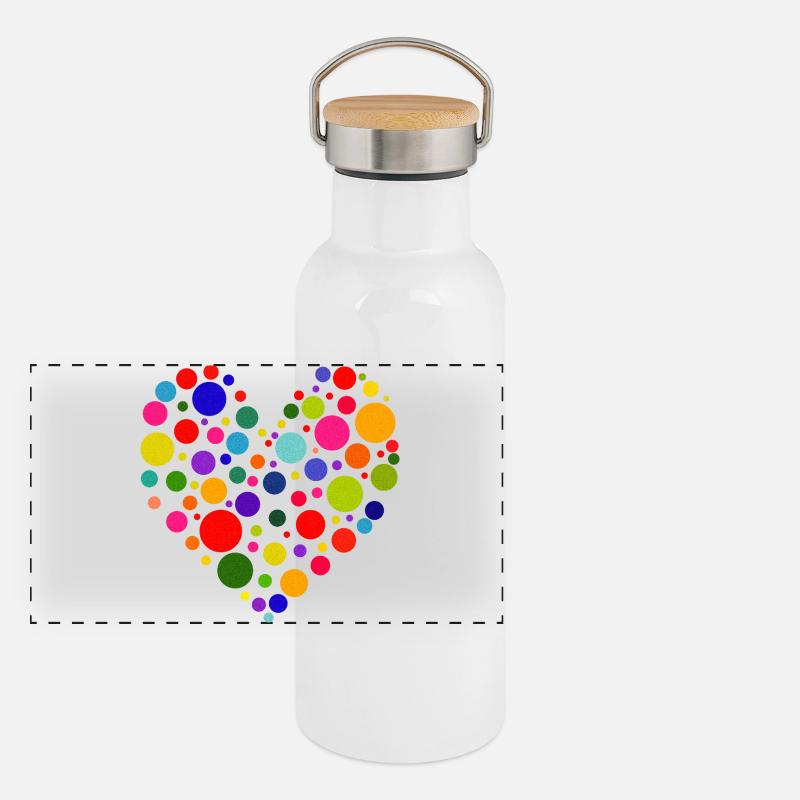 Bunter Kreis Herz Muster Panorama Thermosflasche mit Bambusdeckel