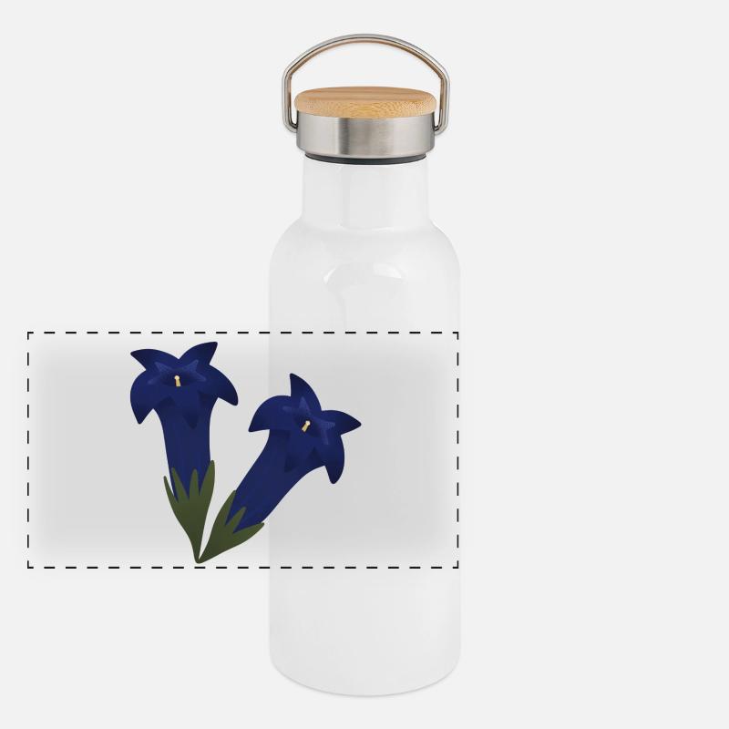Fleurs de gentiane Gourde isotherme avec bouchon en bambou