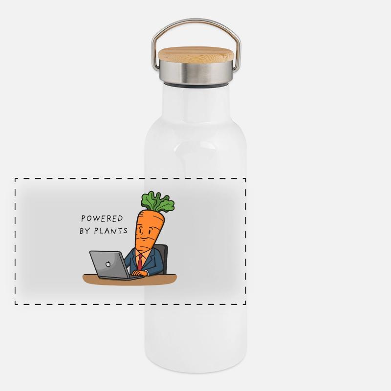 Powered by Plants – Carrot in Suit Panorama Thermosflasche mit Bambusdeckel