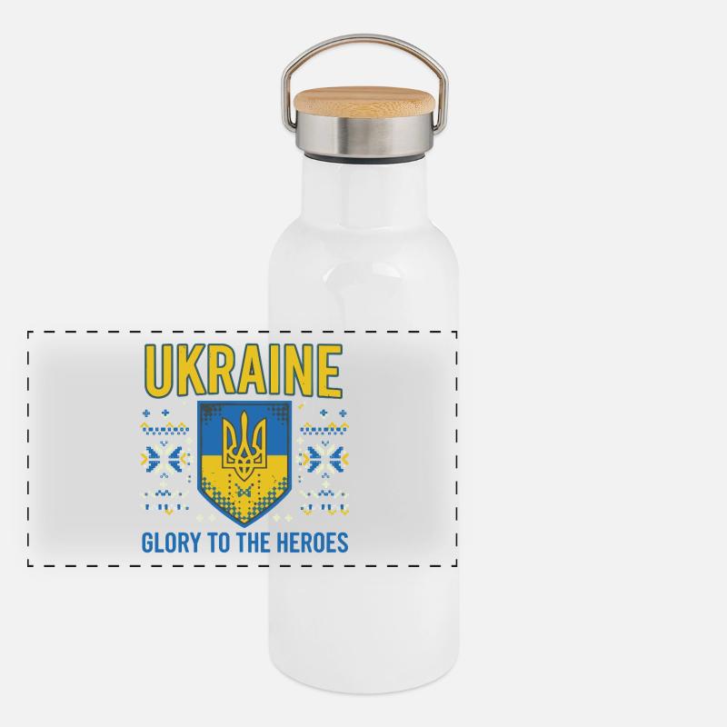 T-shirt Ukraine Crest Glory Gourde isotherme avec bouchon en bambou