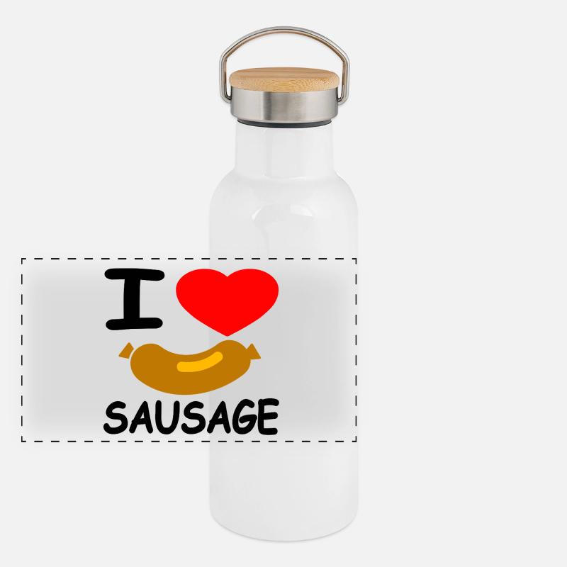 Bratwurst Panorama Thermosflasche mit Bambusdeckel