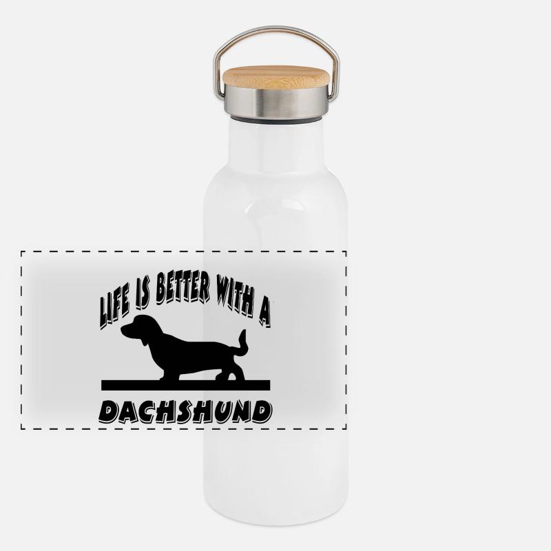 Dackel Panorama Thermosflasche mit Bambusdeckel