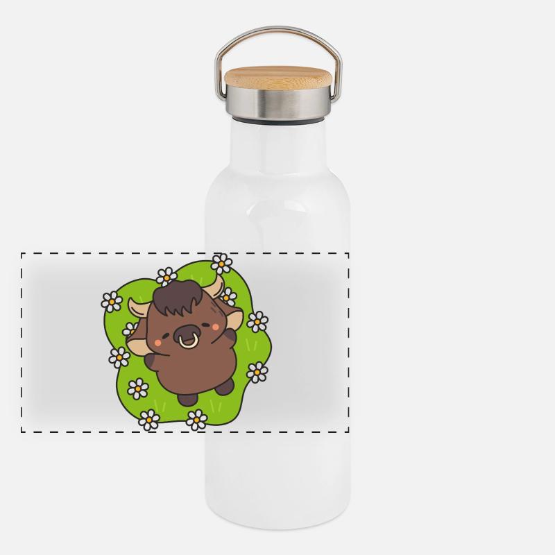 Petite vachette fleurie danseuse Gourde isotherme avec bouchon en bambou