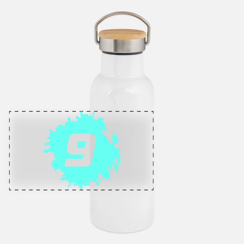 Neuf graphiques Cyan Splash Gourde isotherme avec bouchon en bambou