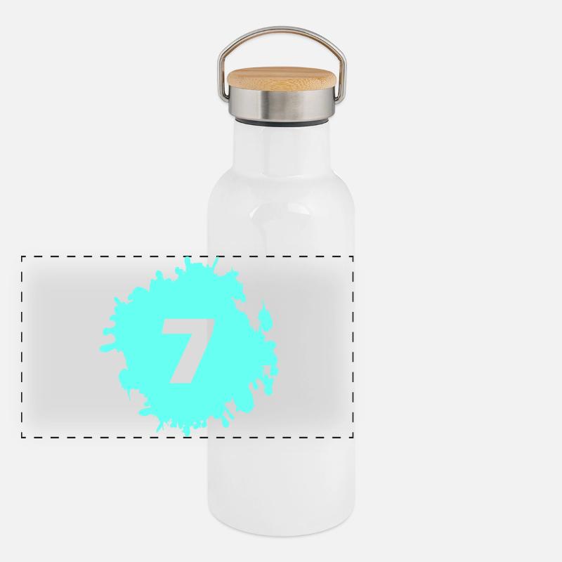 Cyan Splash Nummer 7 Panorama Thermosflasche mit Bambusdeckel