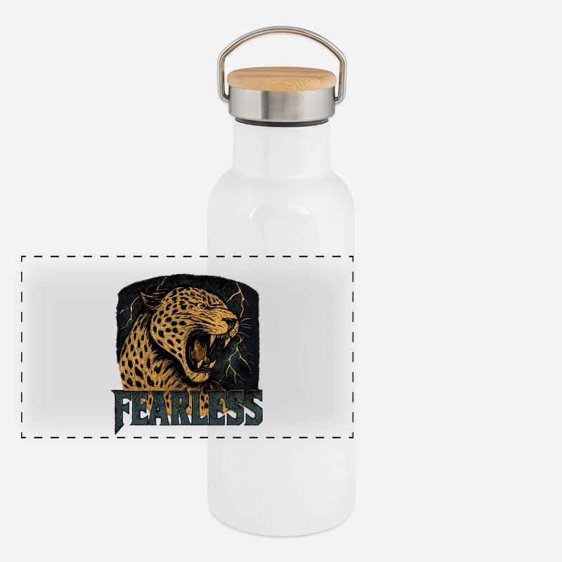 Fearless Leopard Power Design Panoramic Thermal Bottle with Bamboo Lid