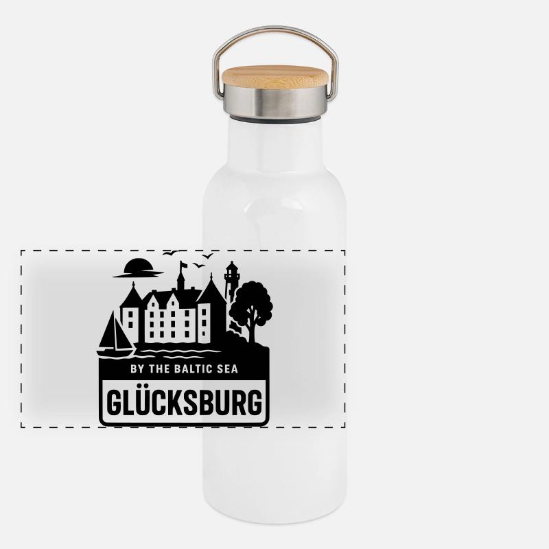 Glücksburg SH Panorama Thermosflasche mit Bambusdeckel