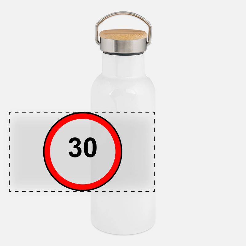 Tempo 30 Sign Pattern Panoramic Thermal Bottle with Bamboo Lid