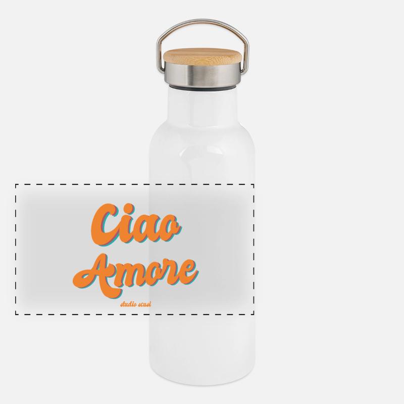 Ciao Amore Retro Typography Panoramic Thermal Bottle with Bamboo Lid