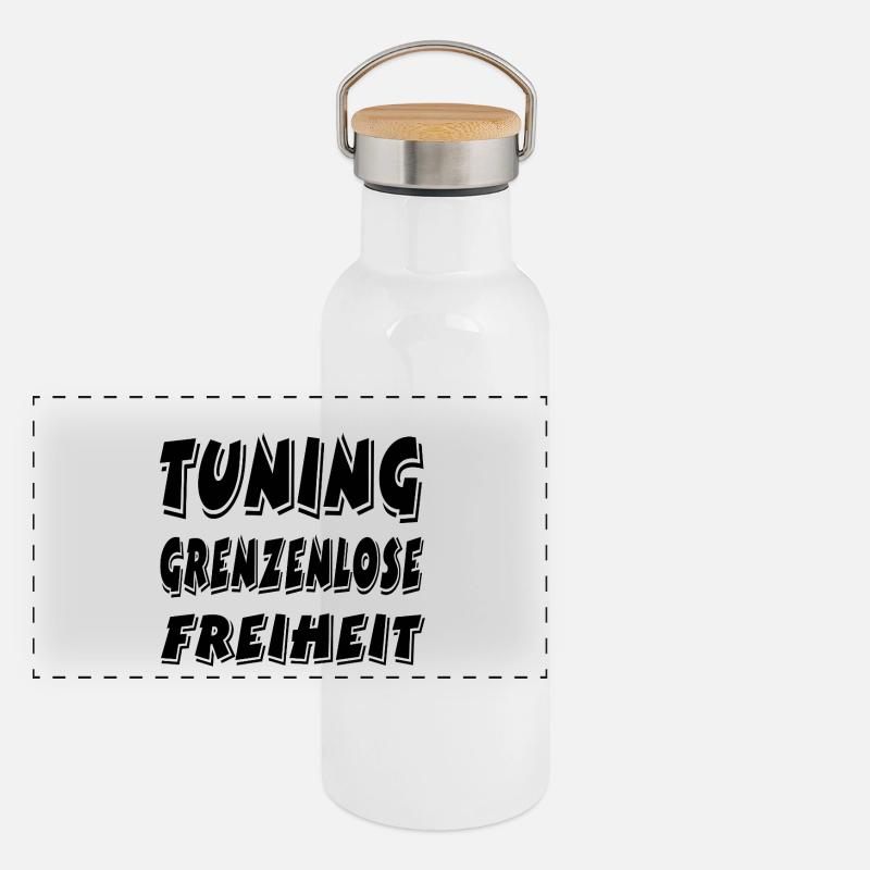 Tuning - Panorama Thermosflasche mit Bambusdeckel - Weiß