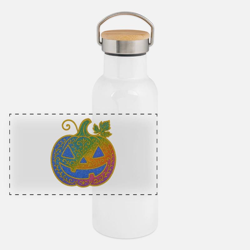Rainbow Pumpkin Ornament Panoramic Thermal Bottle with Bamboo Lid