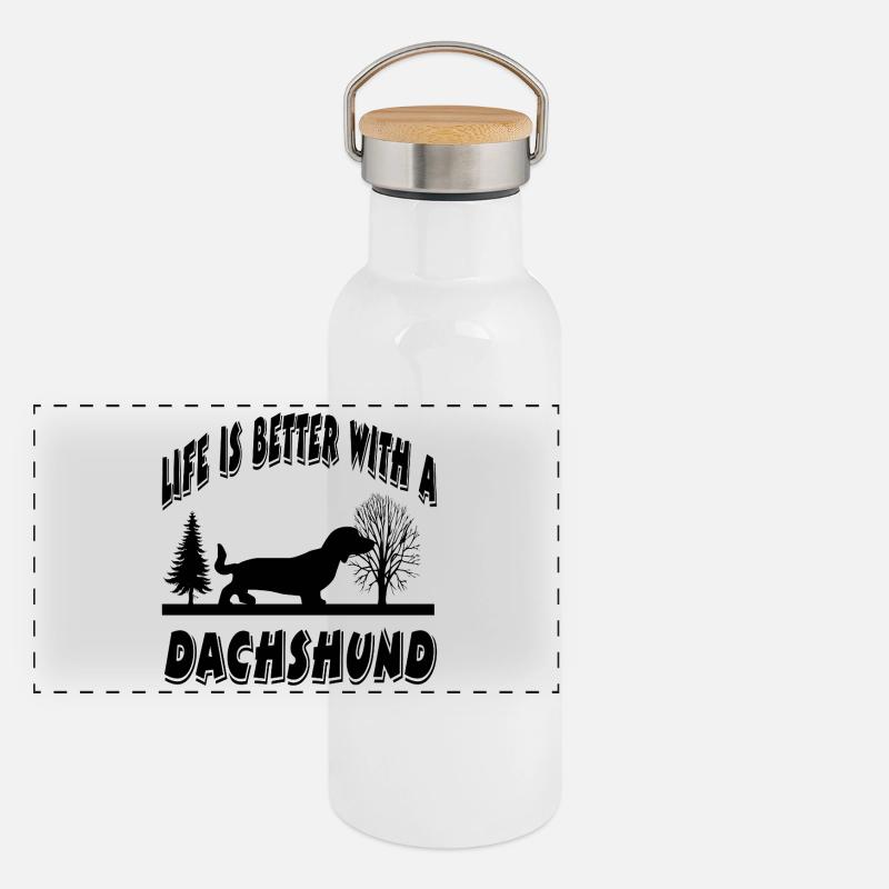 Teckel Gourde isotherme avec bouchon en bambou