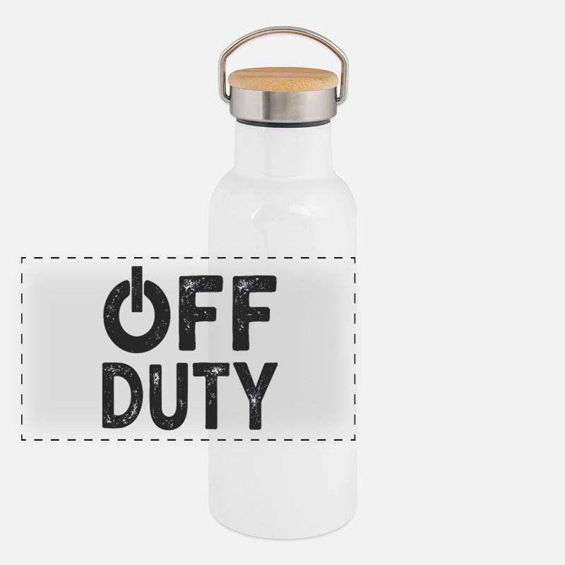 OFF DUTY Feierabend Ich bin außer Dienst Panorama Thermosflasche mit Bambusdeckel