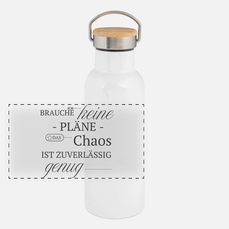 No plan, chaos is reliable enough - Panoramic Thermal Bottle with Bamboo Lid - white