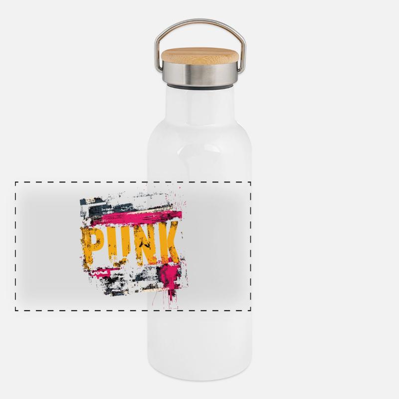 Punk rock Gourde isotherme avec bouchon en bambou
