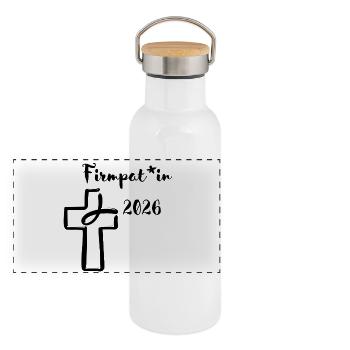 Firmpatenschaft 2026 Firmung gendergerecht feiern - Panorama Thermosflasche mit Bambusdeckel - Weiß - Vorne