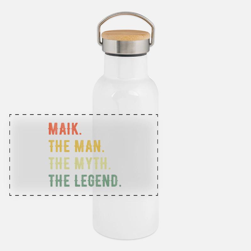Michael Maik Vorname Kurzform Man Myth Legend Panorama Thermosflasche mit Bambusdeckel