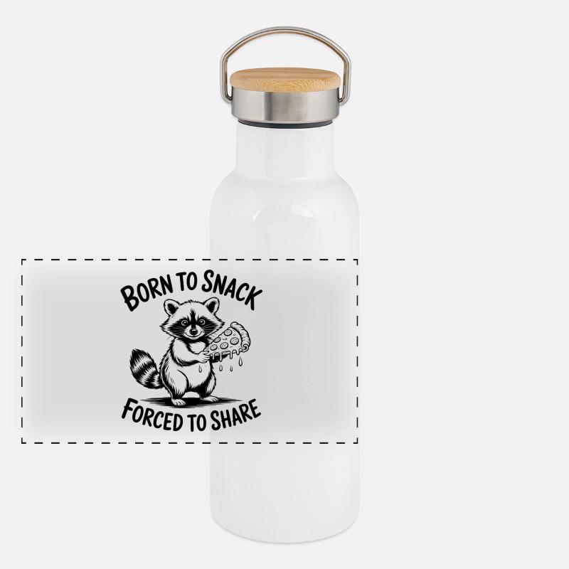 Né pour grignoter, forcé de partager - Drôle de raton laveur Gourde isotherme avec bouchon en bambou